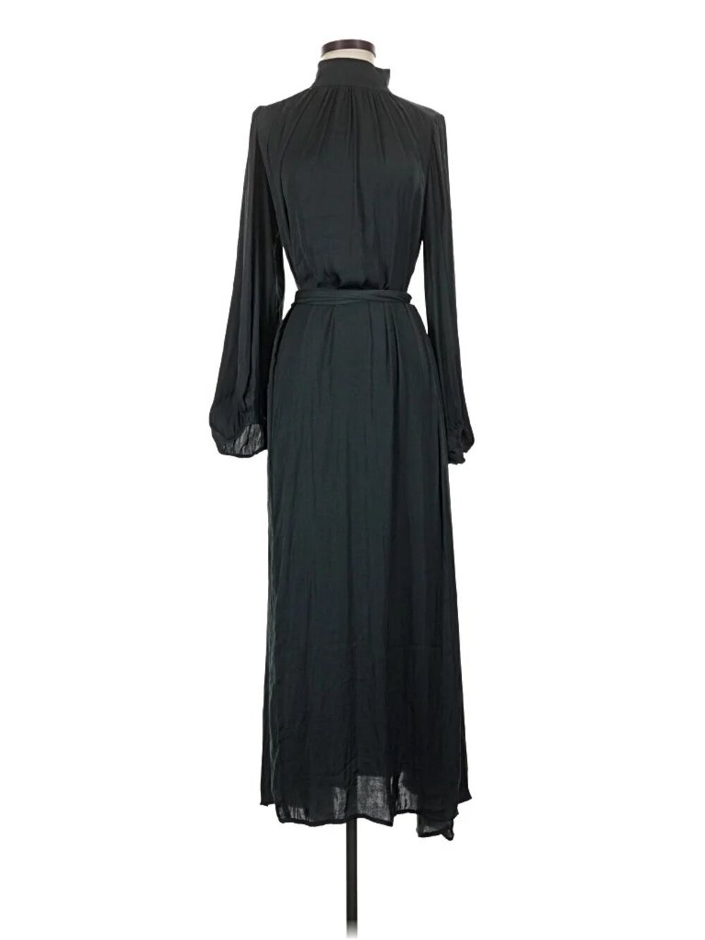 Banana Republic Belted Flowy Maxi Dress Witchy Goth Dark Balloon Sleeve Boho